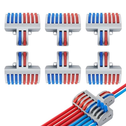 Norhogo 6 Stück SPL-82 Elektrische Klemmenblöcke, Kabelverbinder, Elektrische Schnellverbinder, 2 in 8 out Bilaterale Kompaktleiterverbinder von Norhogo