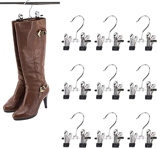 Norhogo 9 Stück Multifunktionaler Kleiderbügel aus Metall, Double Adjustable Clips Stiefel Kleiderbügel, Rutschfester Kleiderbügel, Hosenclip, Hosenbügel von Norhogo