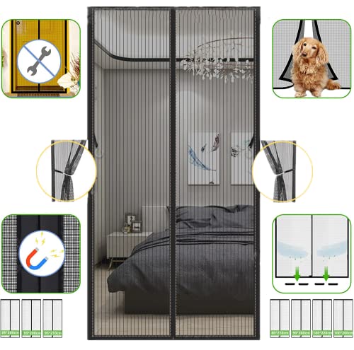 Norhogo Magnet Fliegengitter Balkontür Insektenschutz, neue Insektenschutz Balkontür, Ohne Bohren, mit haken, für Balkontür, Terrassentür, Kellertür und Wohnzimmer Schwarz (95 * 200) von Norhogo