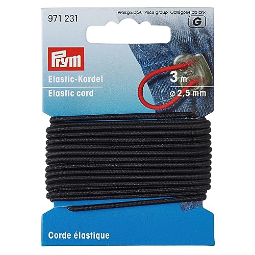 Prym 971231 Elastic-Kordel, 2,5 mm, 3 m, schwarz, 60Prozent ED 40Prozent PES, Ø Meters Prym 971231 Elastic-Kordel, 2,5 mm, 3 m, schwarz, 60Prozent ED 40Prozent PES, Ø Meters von Prym