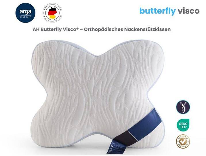 AH Butterfly Visco® – Ergonomisches Seitenschläfer- Kissen mit Memory-Schaum – 53x42 cm, von Norma24