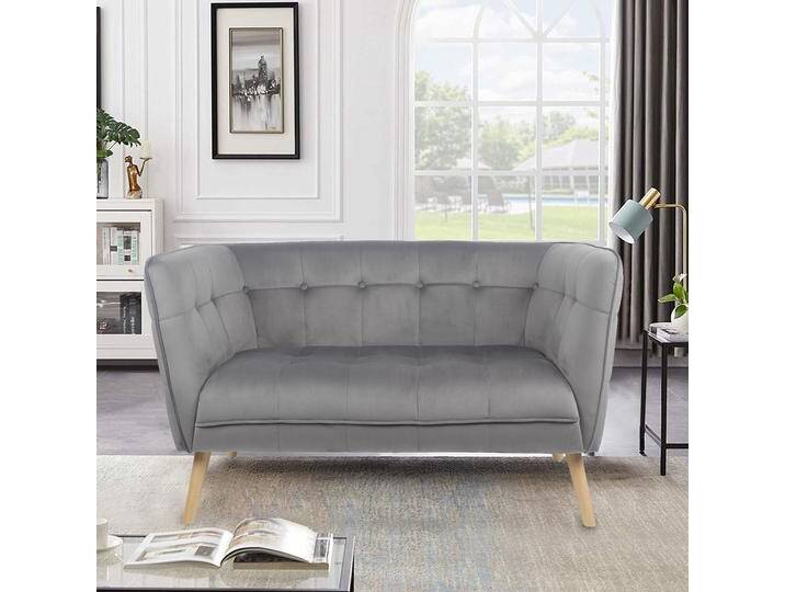 Happy Home moderner 2-Sitzer Sitzbank mit Armlehne aus Samtbezug HWP70-GRA grau von Norma24