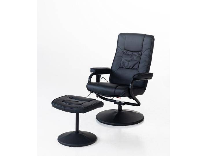Massagesessel Relaxsessel mit Heizfunktion & Fußhocker - Schwarz von Norma24