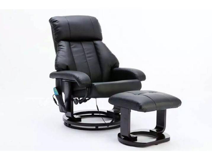 Massagesessel mit Fußhocker & Heizfunktion - Schwarz von Norma24