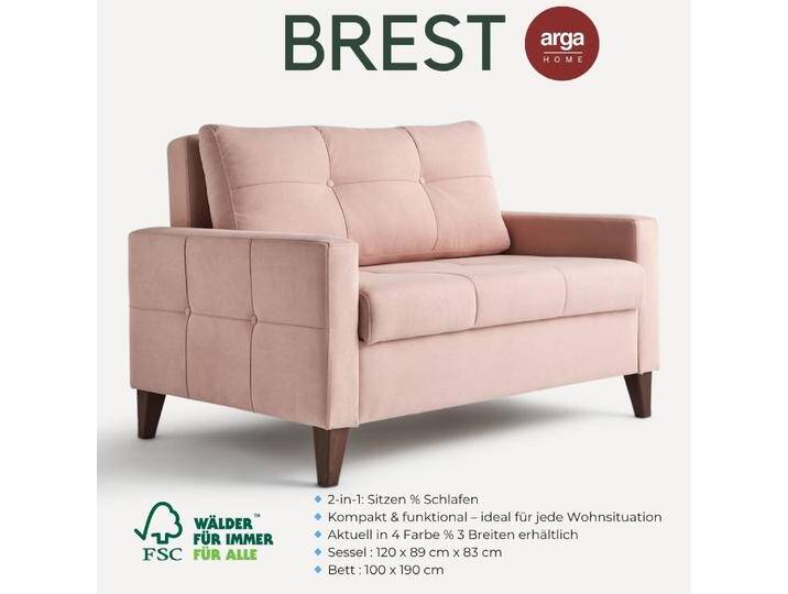 Moderner Bettsessel BREST mit integrierter Bettfunktion L, ca. 89 x 120 x 83 cm Moderner Bettsessel BREST mit integrierter Bettfunktion L, ca. 89 x 120 x 83 cm von Norma24