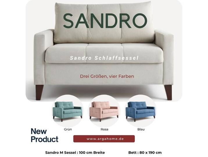 Moderner Bettsessel SANDRO mit integrierter Bettfunktion M, ca. 89 x 100 x 83 cm von Norma24