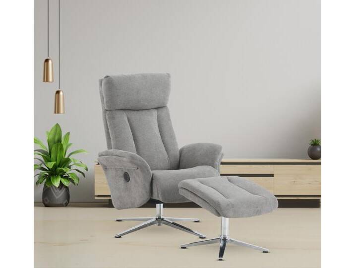 Moderner Relaxsessel mit verstellbaren Rückenlehne, einmotorisch per Knopfdruck, inkl. Hocker von Norma24