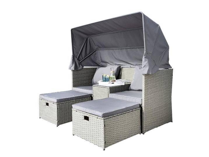 Strandkorblounge inkl. integriertem Tisch mit Glasplatte von Norma24