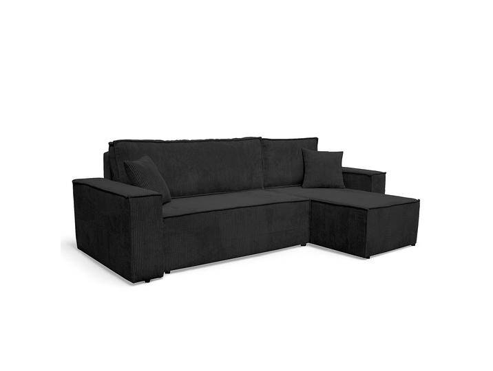 Wohnlandschaft Ecksofa Schwarz COMO Cord mit Bett Sofa Schlafsofa Otto-mane rechts links universell von Norma24