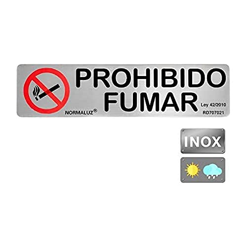 Normaluz RD707021 - Rechteckiges Schild verboten Rauchen Edelstahl selbstklebend 0,8 mm 5 x 20 cm von Normaluz