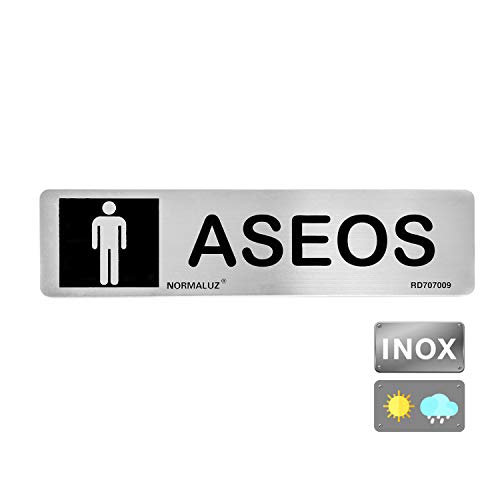 Schild ASEO CABALLEROS Edelstahl ADHES 5 x 20 cm von Normaluz