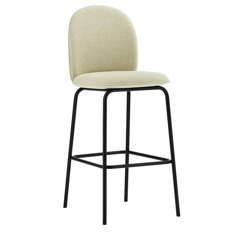 Normann Copenhagen - Ace Barstuhl Gestell Stahl 75cm - beige, schwarz/Stoff Main Line Flax MLF20/Gestell Stahl pulverbeschichtet schwarz/BxHxT 46x108, von Normann Copenhagen