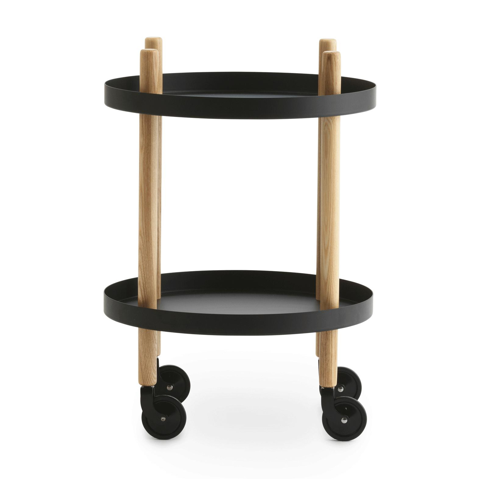 Normann Copenhagen - Block Beistelltisch/Servierwagen rund - schwarz/H 64cm / Ø 45cm/Gestell Esche von Normann Copenhagen