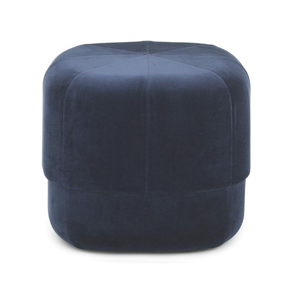 Normann Copenhagen - Circus Pouf Small Hocker - dunkelblau/Velour/Ø x H: 46 x 40cm von Normann Copenhagen