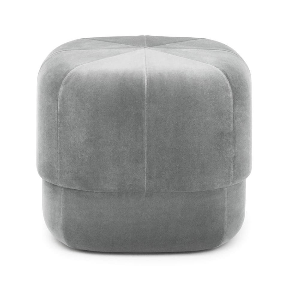 Normann Copenhagen - Circus Pouf Small Hocker - grau/Velour/Ø x H: 46 x 40cm von Normann Copenhagen