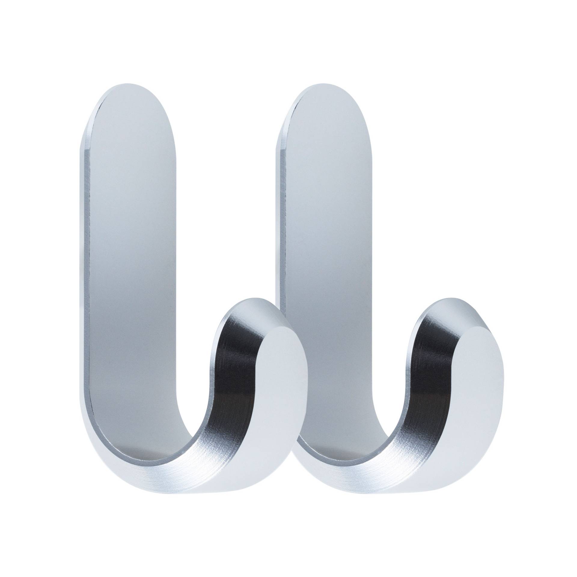 Normann Copenhagen - Curve Mini Haken 2er Set - silber/BxHxT 2,1x5,8x3cm von Normann Copenhagen