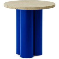 Normann Copenhagen - Dit Beistelltisch Ø 40 cm, travertine light / bright blue von Normann Copenhagen