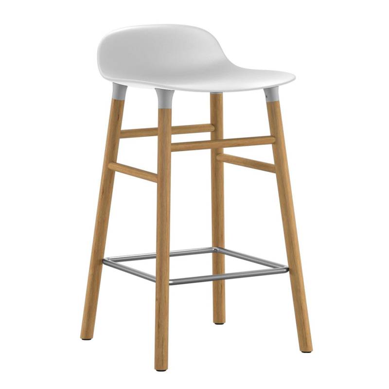 Normann Copenhagen - Form Barhocker Gestell Eiche 65 - weiß/Polypropylen/Gestell Eiche natur/Metall/BxHxT 43x77x42,5cm von Normann Copenhagen