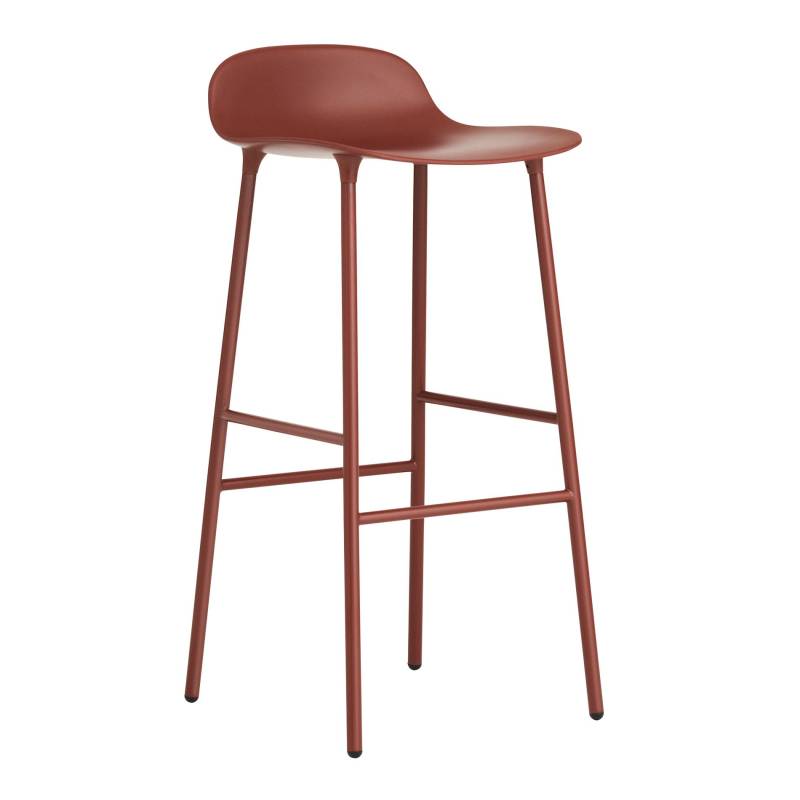 Normann Copenhagen - Form Barhocker Gestell Stahl 75cm - rot/Sitzschale Polypropylen/Gestell Stahl lackiert/BxHxT 44x87x44cm von Normann Copenhagen