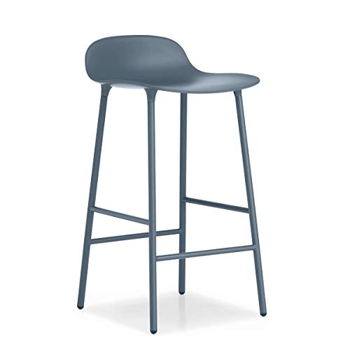 Normann Copenhagen Form Barstuhl, Stahl-Plastik, Blau, 77cm von Normann Copenhagen