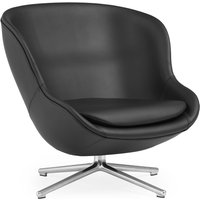 Normann Copenhagen - Hyg Lounge-Sessel mit Drehgestell, Aluminium / schwarz (Ultra Leather 41599) von Normann Copenhagen