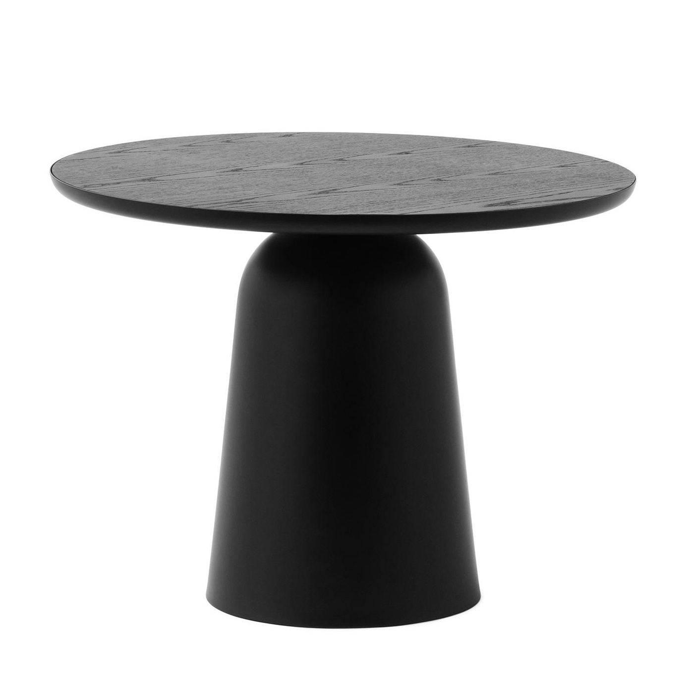 Normann Copenhagen - Turn Beistelltisch höhenverstellbar - schwarz/Tischplatte Eschenfurnier/Gestell Stahl pulverbeschichtet/H x Ø 41,5-64x55cm von Normann Copenhagen