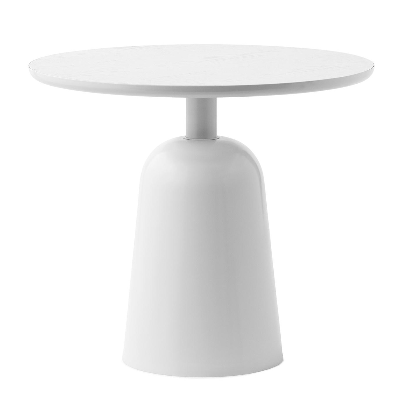 Normann Copenhagen - Turn Beistelltisch höhenverstellbar - warmes grau/Tischplatte Eschenfurnier/Gestell Stahl pulverbeschichtet/H x Ø 41,5-64x55cm von Normann Copenhagen