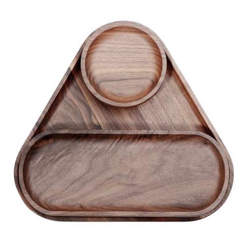 Normcore 3-teiliges Set aus Walnussholz-Serviertablett, Holztabletts, Rund, Braun, für Tee, Kaffee, Kuchen, 3 Stück von Normcore