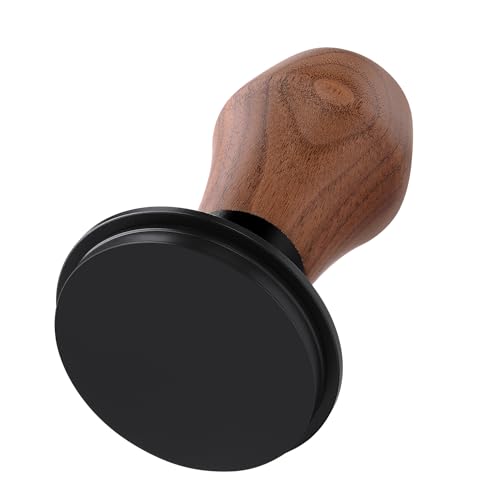 Normcore 51mm Espresso Tamper V4, Federbelasteter Kaffeetamper mit Titanium PVD-beschichtetem Flachboden, Griff aus echtem amerikanischem Walnussholz von Normcore