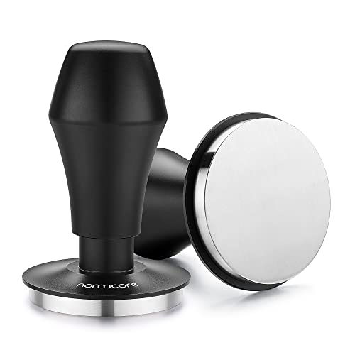 Normcore 58 mm Kaffeestampfer V4.1 mit Klick-Feedback, selbstnivellierendes, federbelastetes Design, flacher Boden aus 304 Edelstahl, für 58 mm Espresso-Siebträger, schwarz eloxierter Aluminiumgriff von Normcore