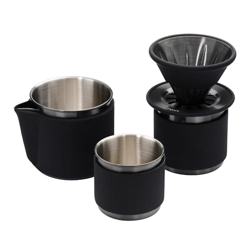 Normcore Travel Pour Over Set, Portable Pour Over Coffee Maker Set, Single Cup Travel Coffee Dripper, Use V60 and Wave Filter Paper Coffee Maker, 304 Stainless Steel, Matte Black Coating Normcore Travel Pour Over Set, Portable Pour Over Coffee Maker Set, Single Cup Travel Coffee Dripper, Use V60 and Wave Filter Paper Coffee Maker, 304 Stainless Steel, Matte Black Coating von Normcore