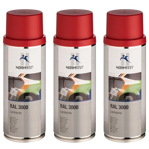 Normfest Lackspray RAL3000 feuerrot seidenglänzend 3x 400 ml von Normfest