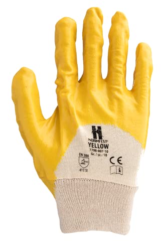 Normfest Nitrilschutzhandschuhe YELLOW Arbeitsschutzhandschuh für Werkstatt, Hobby und Handwerk 12er Pack (12 Paar) (10) von Normfest