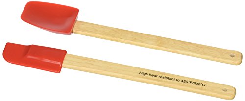 Norpro 3000R 2-Piece Spatula Set, Red Mini-Pfannenwender, Rot, 2-teilig, Holz von Norpro