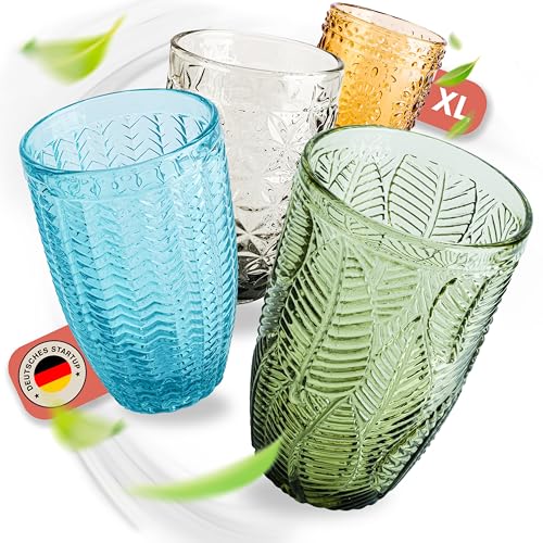 Norqvist Trinkgläser Set bunt - Gläser Set - Wassergläser farbig, Saftgläser - 4er Set 360 ml - Spülmaschinengeeignet - Modernes Design mit Mustern Norqvist Trinkgläser Set bunt - Gläser Set - Wassergläser farbig, Saftgläser - 4er Set 360 ml - Spülmaschinengeeignet - Modernes Design mit Mustern von Norqvist