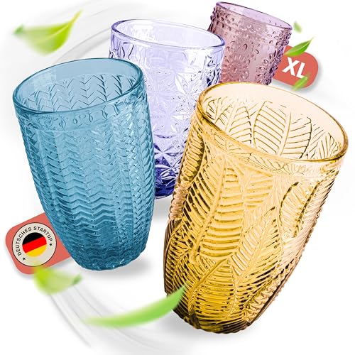 Norqvist Trinkgläser Set bunt - Gläser Set - Wassergläser farbig, Saftgläser - 4er Set 360 ml - Spülmaschinengeeignet - Modernes Design mit Mustern Norqvist Trinkgläser Set bunt - Gläser Set - Wassergläser farbig, Saftgläser - 4er Set 360 ml - Spülmaschinengeeignet - Modernes Design mit Mustern von Norqvist