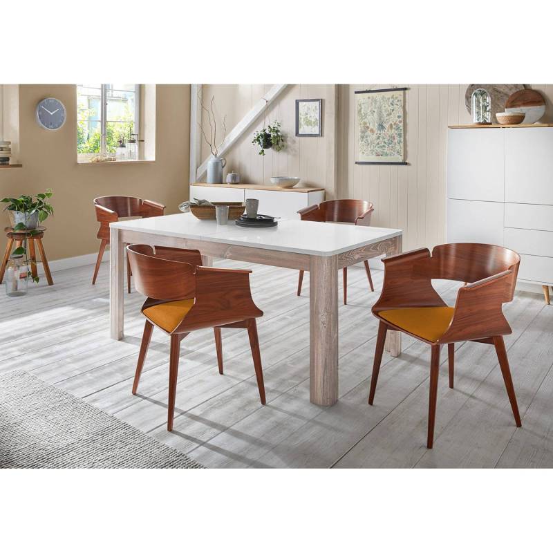 home24 Armlehnenstuhl Rossa 63 x 76 x 56cm Gelb/Terracotta von home24