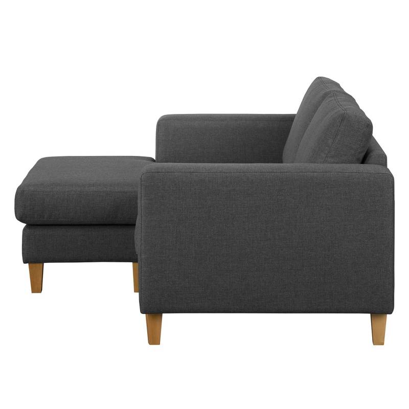 home24 Ecksofa 1-Sitzer mit Longchair Grau/Dunkelgrau Webstoff Inas 154 x 86 x 140cm Longchair davorstehend links Natur von home24