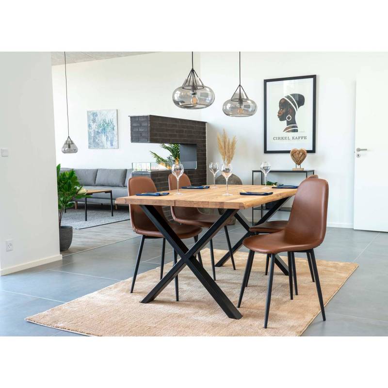 home24 Esszimmerstuhl Renty I 2er-Set 47 x 88 x 50cm Braun/Braun von home24