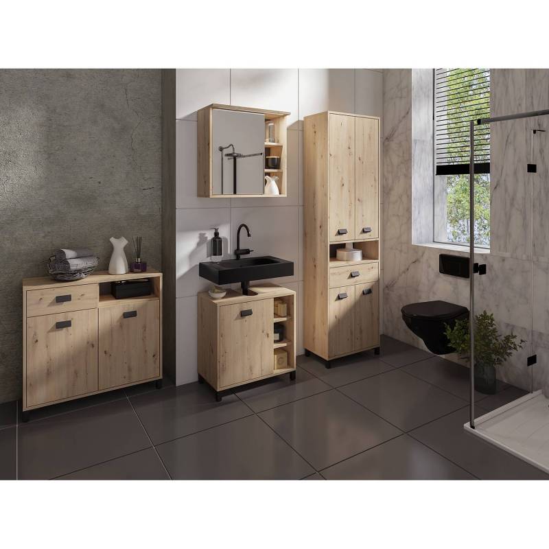 home24 Hochschrank 54 x 193 x 31cm Braun/Eiche Artisan Dekor von home24