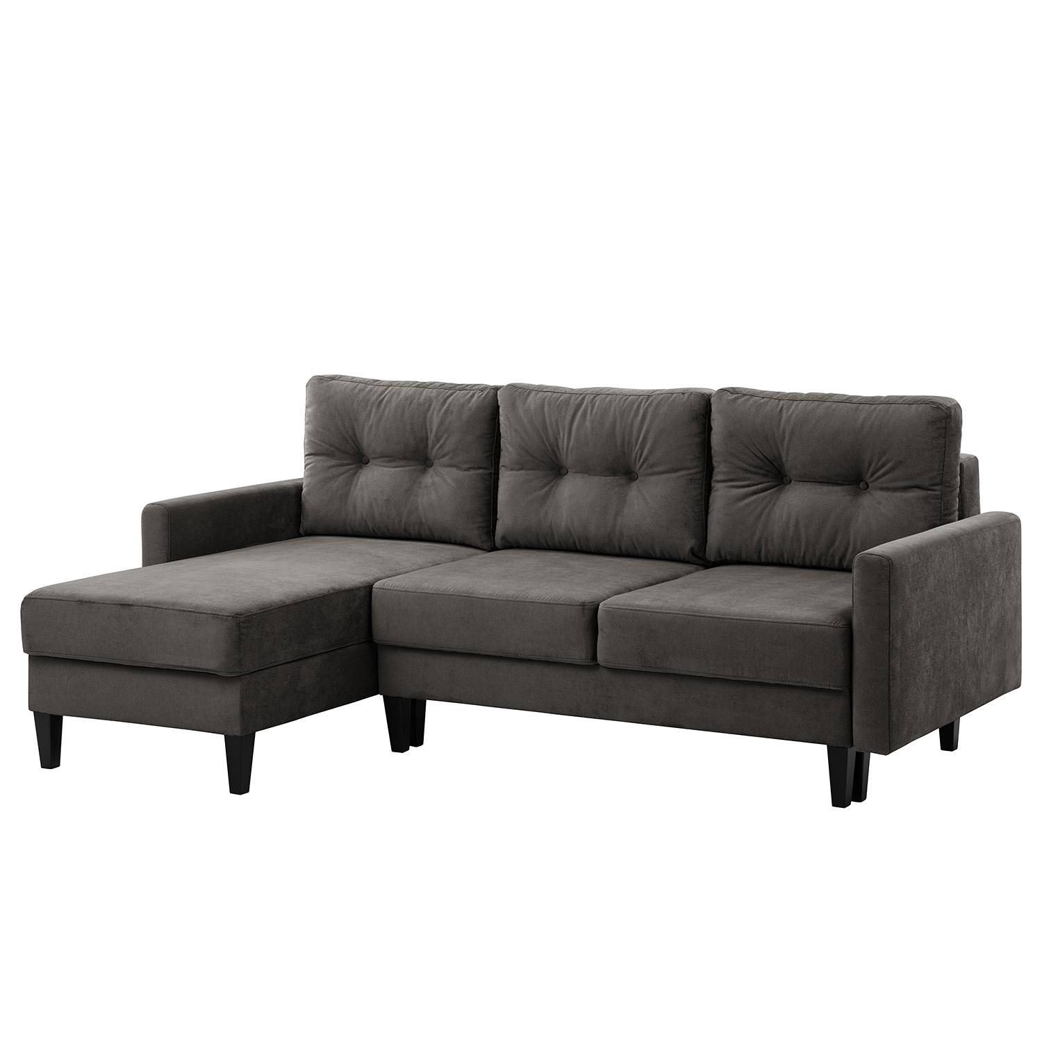 Norrwood Ecksofa Koski II Grau Webstoff 220x92x156 cm mit Schlaffunktion von Norrwood