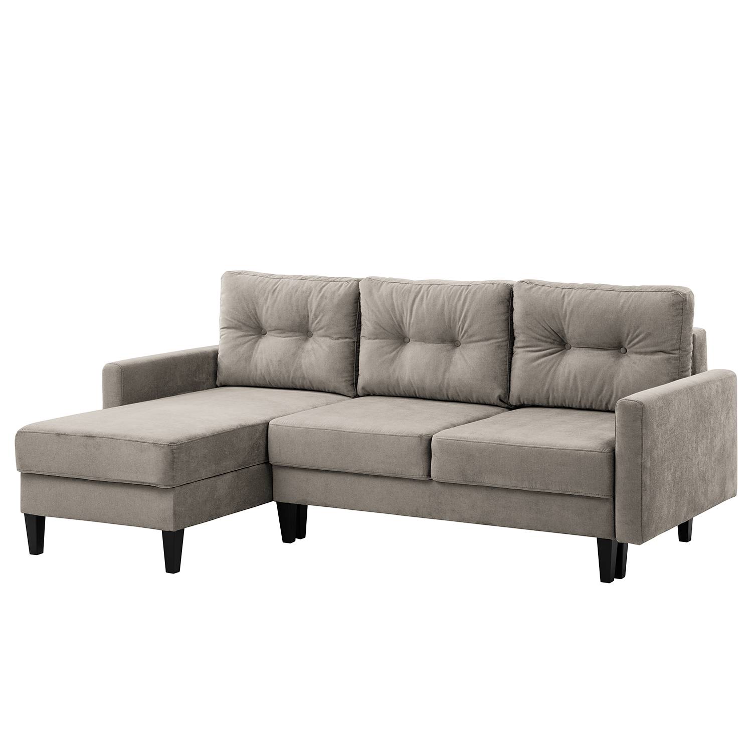 Norrwood Ecksofa Koski II Hellgrau Webstoff 220x92x156 cm mit Schlaffunktion von Norrwood