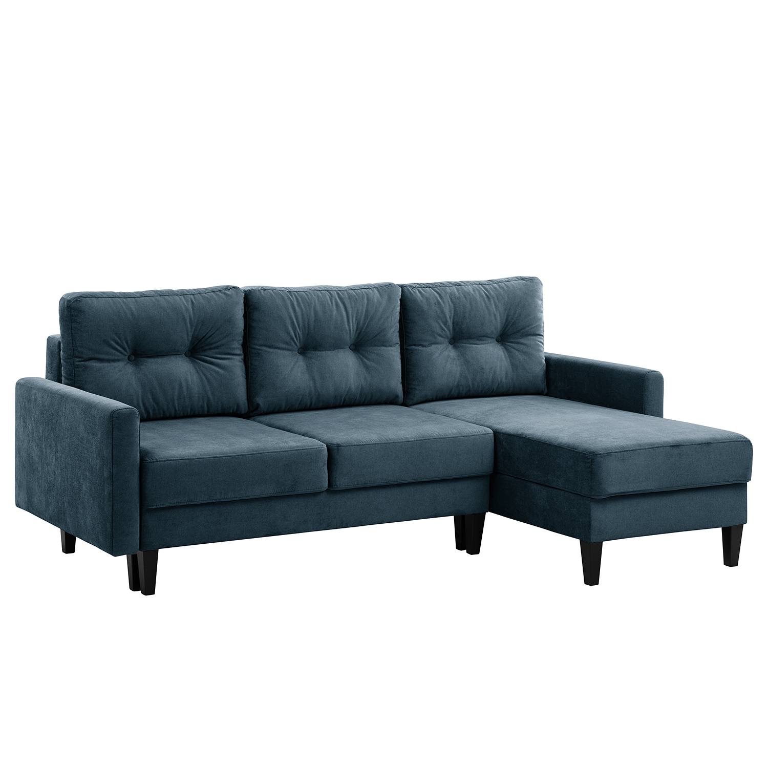 Norrwood Ecksofa Koski II Marineblau Webstoff 220x92x156 cm mit Schlaffunktion von Norrwood