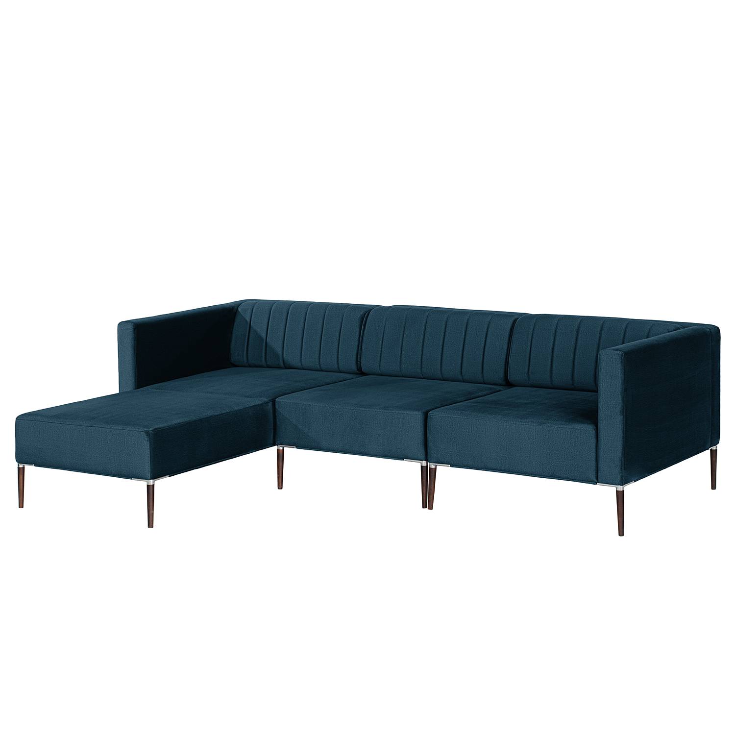 Norrwood Ecksofa Luparo II Dunkelblau Samt 249x70x166 cm von Norrwood