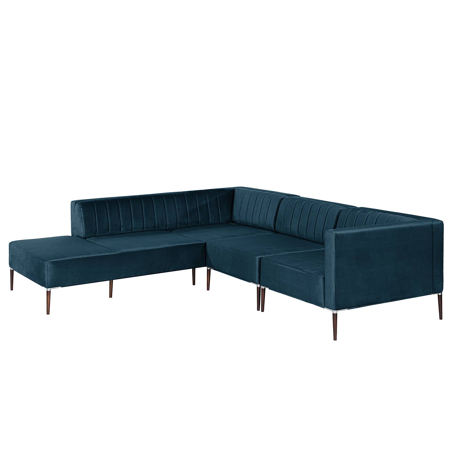 Norrwood Ecksofa Luparo IV Dunkelblau Samt 259x70x224 cm von Norrwood