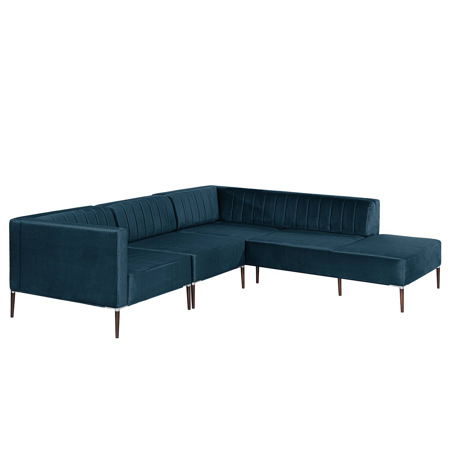 Norrwood Ecksofa Luparo IV Dunkelblau Samt 259x70x224 cm von Norrwood