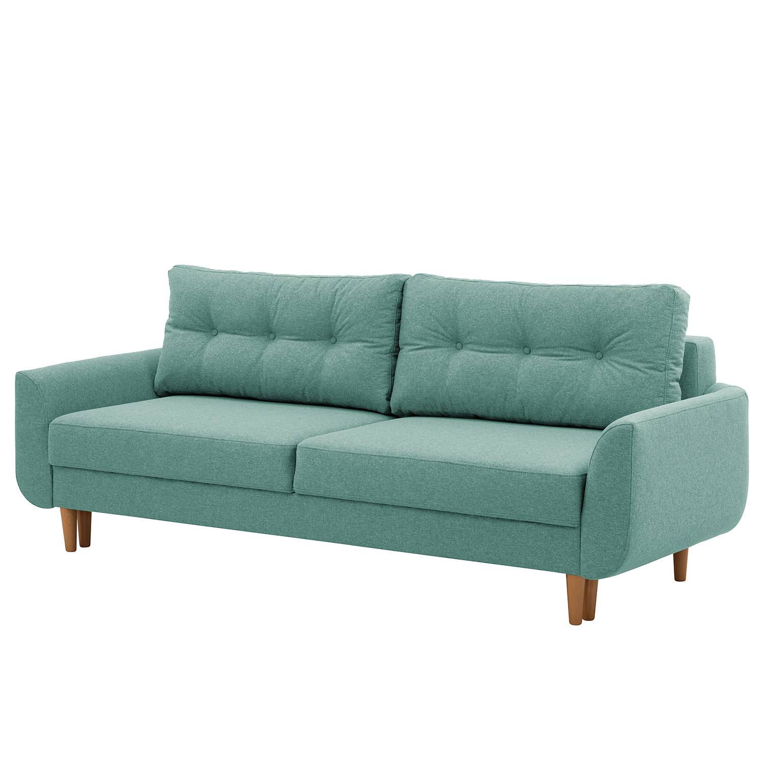 Norrwood Schlafsofa Kaavi I Hellblau Webstoff 229x102x92 cm (BxHxT) mit Schlaffunktion Skandi von Norrwood