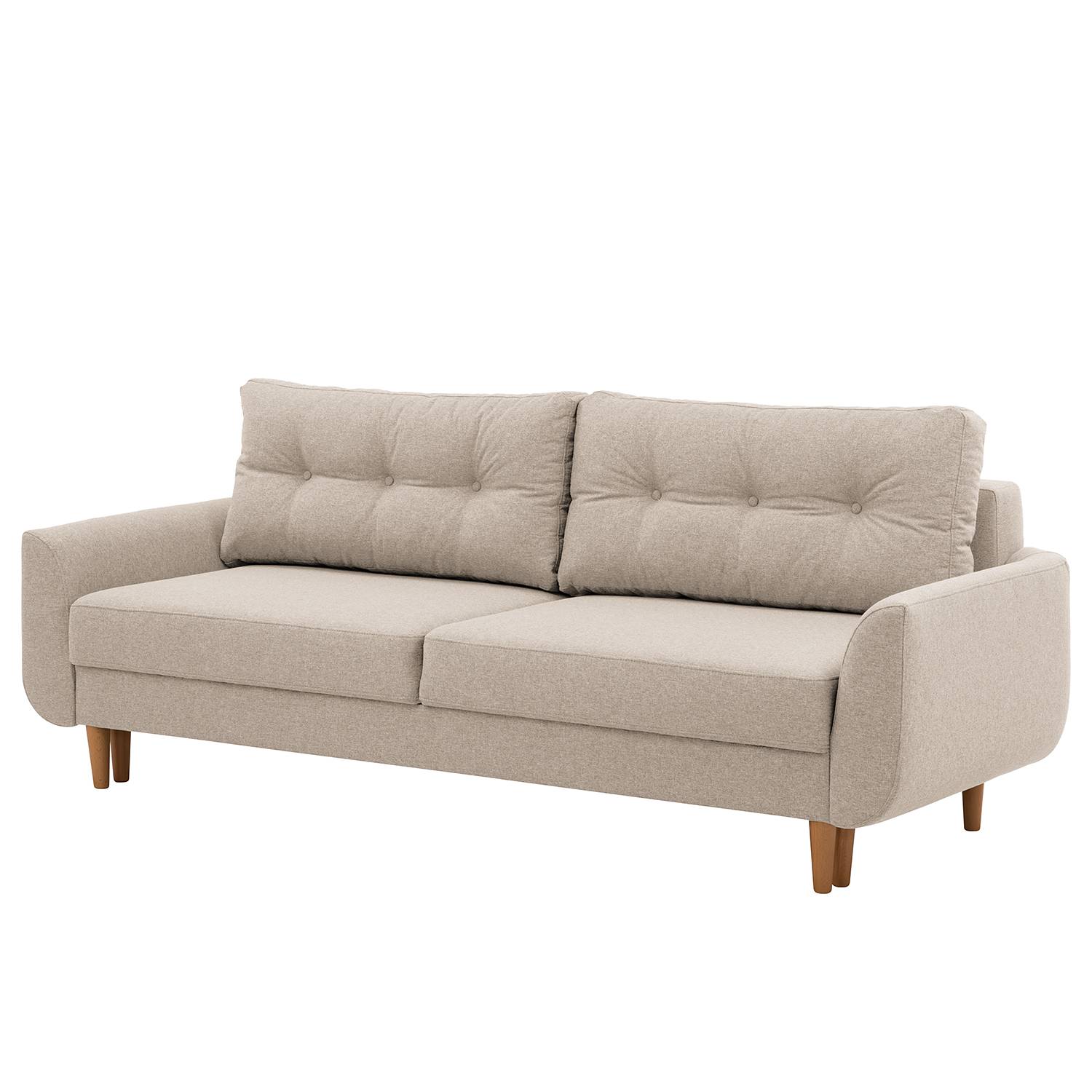 Norrwood Schlafsofa Kaavi I Hellgrau Webstoff 229x102x92 cm (BxHxT) mit Schlaffunktion Skandi von Norrwood