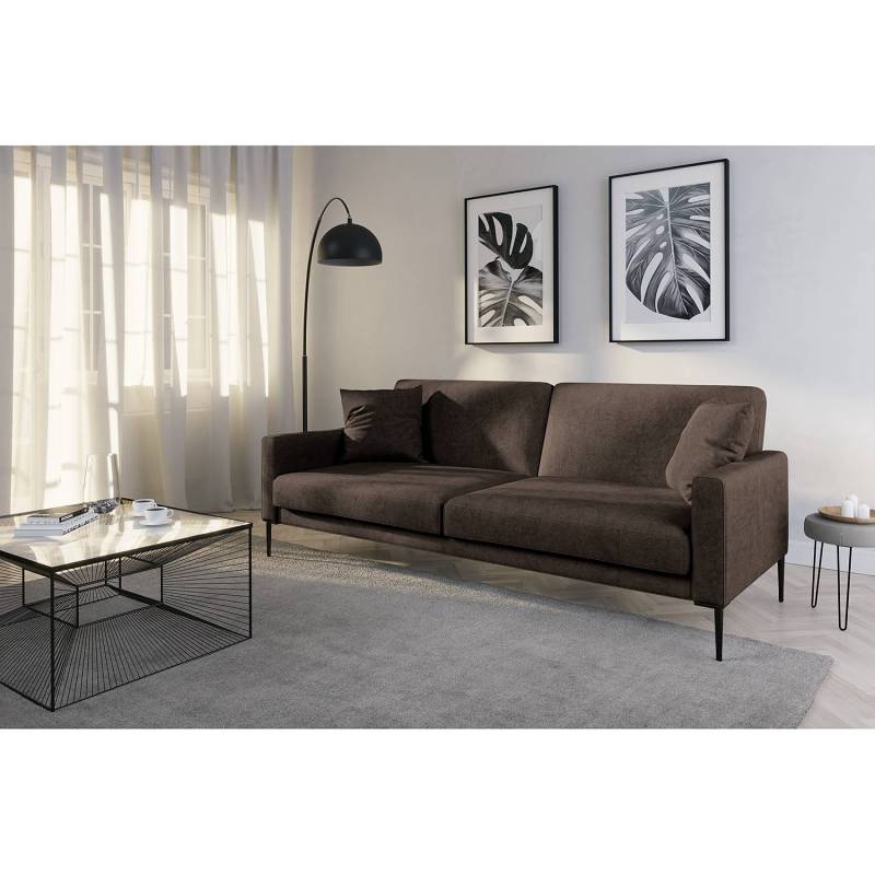 Norrwood Schlafsofa Sauvo I Braun Samt 214x83x90 cm mit Schlaffunktion von Norrwood