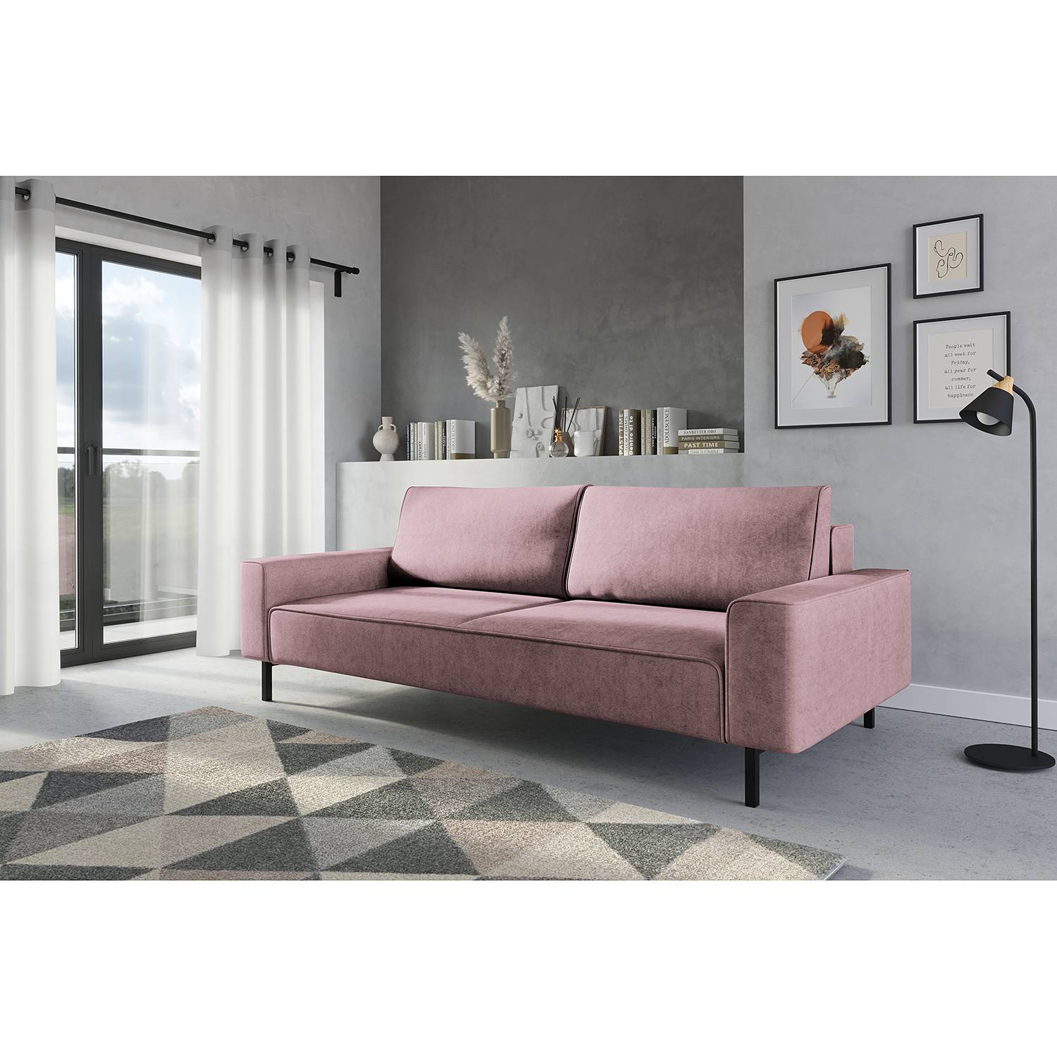 Norrwood Schlafsofa Tapio I Mauve Samt 238x83x110 cm mit Schlaffunktion von Fredriks